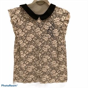 Zara Black and Cream Lace Blouse, NWT